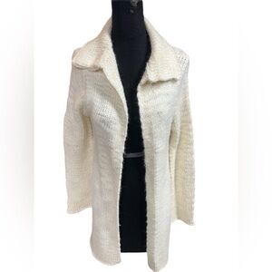 Express women’s sweater off-white with gold flecks, knit, long, bell sleeves